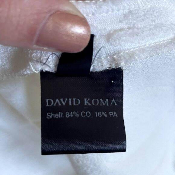 David Koma Crystal Embellished DK Intarsia Terry Logo Midi Dress White Size US 6 - Picture 13 of 16